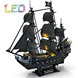 3D Puzzles for Adults Led Pirate Ship Queen Anne's Revenge Large 27'' Model Craft Kits Desk Decor Sailboat Brain Teaser Puzzles Arts and Crafts for Adults Hard Puzzles for Adults Gifts for Men Women