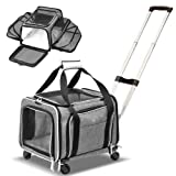 Ruff Life 101 Airline Approved Expandable Premium Pet Carrier on Wheels- Two Sided Expandable Rolling Carrier- Designed for Dogs & Cats- Extra Spacious Soft Lined Carrier! (Grey)