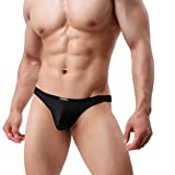MuscleMate Premium Men's Thong Underwear, No Visible Lines, Men's Thong G-String Underpants, (M, Black)