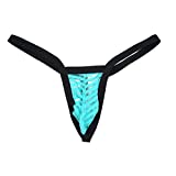 MuscleMate UltraHot Men's See-Through Thong G-String Underwear, Men's Hot T-Back Thong G-String Undie, No Visible Lines. (L, Green)