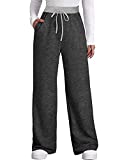 Dofaoo Loose Fit Pants for Women Plus Size Sweatpants Wide Leg Pants with Pockets Dark Gray XL