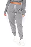 POSESHE Women Fashion L-5XL Plus Size Stretch Yoga High Waisted Sweatpants Drawstring Athletic Lounge Travel Trousers 3X-Large Light Gray