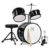 Best Choice Products Kids Drum Set 3-Piece Beginner Drum Set Junior Drum Set, w/Throne Stool, Cymbal, Drum Sticks, Bass Drum Pedal, 2 Toms - Black