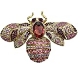 TTjewelry Charming Bee Insect Brooch Pin Austria Crystal Rhinestone (Purple Gold-Tone)