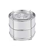 PurrsianKitty Stackable Steamer Insert Pans Compatible with Instant Pot Accessories for 5/6/8 Qt Food Grade Stainless Steel Steamer Cooker Insert for Pressure Cooker for Baking, Casseroles, Lasagna