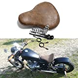 Retro Brown Motorcycle Soft Leather Seat Spring Solo Bracket for Harley Chopper Bobber