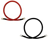 4 AWG Gauge Red + Black Pure Copper Battery Inverter Cables Solar, RV, Car, Boat 9 in 3/8 in Lugs