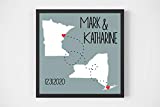 Personalized Long Distance State Map Framed Art, Long Distance Love Gifts for Long Distance Couple All States Available, Countries and Provinces too