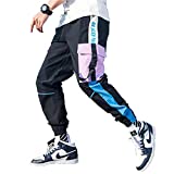 FANLUKA Mens Joggers Cargo Pants Outdoor Sports Fashion Casual Athletics Cool Pants for Men Hip Hop with Drawstring(Blue,M)