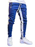Dokotoo Mens Fashion Athletic Gym Training Slim Fit Track Jogger Jogging Active Workout Sport Running Long Pants for Men Sweatpants Trousers with Zipper Pockets Blue