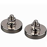 MUTUACTOR 2Pack Super Powerful Neodymium Cup Magnet with 1/4''-20 Male Threaded Stud, 100lb Vertical Pull-Force Non-Shattering Magnet Base with Nut and Washer for Lighting, Camera and Other Brackets.