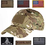 Lightbird Tactical Hat with 6 Pieces Tactical Military Patches, Adjustable Operator Hat, Durable Tactical OCP Flag Ball Cap Hat for Men Work, Gym, Hiking and More