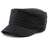 The Hat Depot Cadet Army Washed Cotton Basic Cap Military Style Hat (Black)