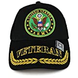 Officially Licensed US Army Veteran Emblem Embroidered Structured Military Baseball Cap - Black