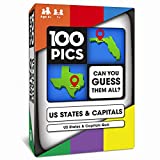 100 PICS US States & Capitals Game - USA Geography Flash Card Quiz | Pocket Puzzle for Adults and Kids Age 6+