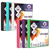 6 Pack 1”Inch Round 3 Ring Binder View Binders with 2 Pockets,Holds 225 Sheets Assorted Colors for Office,Home,School