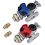 KOOTANS 1 Pair Service Emergency Gladhands with Valve Switch Die Cast Aluminum Valve Glad Hands Universal Air Hose Brake Coupling Connector Handshake Kit for Truck Semi Trailer Tractor RVs