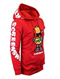 SCREENSHOT-H11064 Mens Urban Hip Hop Premium Fleece Hoodie - Pullover Streetwear Hamburger Cartoon Animation Fashion Hooded Sweatshirt-Red-Large