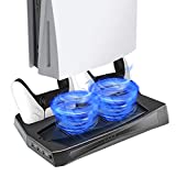 Kootek Vertical Stand with Cooling Fan for PlayStation 5 Digital Edition/PS5 Ultra HD, 2 Dock Controller Charging Station for PS5 DualSense Controller, 3 USB Ports, Cooling System for PS5