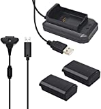 Powtree 2 Pack Ni-MH 2200mAh Rechargeable Battery Pack for Xbox 360 Controller Battery with Charger Station Dock Battery and Charging kit