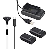 Bonacell Xbox 360 Rechargeable Battery Packs, 2 x 2200mAh Replacement Batteries and Charging Dock with 3 Meters Cable Kit, Compatible with Xbox 360 Controllers