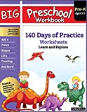 Big Preschool Workbook: Ages 2-5, 140+ Worksheets of PreK Learning Activities, Fun Homeschool Curriculum, Help Pre K Kids Math, Counting, Alphabet, Colors, Size & Shape, 2-4 Dinosaur Kindergarten Prep