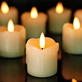 Homemory Flameless Votive Candles with Timer, 2" x 2" Real Wax, 400+Hour Realistic Black Wick Battery Operated Candles, Set of 6 for Wedding, Party and Holiday Decoration (Battery Included)