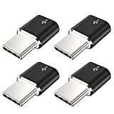 JXMOX USB Type C Adapter (4-Pack), Micro USB Female to USB C Male Fast Charging Connector Compatible with Samsung Galaxy S20 S10 S9 S8 Plus,Note 9 8,A10 A20 A51,LG V35 V30 G7 G6,USB C Charger (Black)