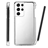 iCoverCase for Samsung Galaxy S21 Ultra Clear Case with S Pen Holder, Flexible Soft TPU Transparent Full Protective Case (Clear)