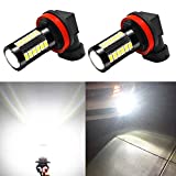 Alla Lighting H8 H11 LED Fog Lights Bulbs or DRL, 6000K Xenon White H16 H11LL H8LL H1155 Replacement, 2800 Lumens Super Bright 5730 33-SMD 12V for Cars, Trucks, SUVs, Vans