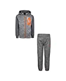 Nike Boy`s Dry Fit Therma Zip Hoodie & Sweatpants 2 Piece Set (Carbon Heather(86G933-GEH)/Orange, 7 Little Kids)
