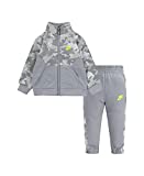 Nike Boy`s Therma Dri Fit Jacket & Pants 2 Piece Set (Light Grey(76H109-G6U)/Volt, 4)