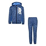 Nike Boy`s Therma Fleece Full Zip Hoodie & Jogger Pants 2 Piece Set (Midnight Navy Heather(86F417-U99), 6)