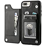 OT ONETOP iPhone 7 Plus iPhone 8 Plus Wallet Case with Card Holder, Premium PU Leather Kickstand Card Slots Case,Double Magnetic Clasp and Durable Shockproof Cover 5.5 Inch(Black)