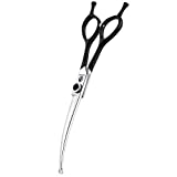 Downward Curved Dog Grooming Scissors Dog Scissors Shears for Grooming Face and Paws Safety Round Tips Dog Grooming Shears Trimming Cutting Scissors for Dog Cat Pet Grooming 6.5 Inch