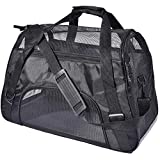 PPOGOO Large Pet Travel Carriers 20.9x10.2x12.6 22lb(10KG) Soft Sided Portable Bags Dogs Cats Airline Approved Dog Carrier,Black,Upgraded Version