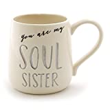 Enesco Our Name is Mud “Soul Sister” Stoneware Engraved Coffee Mug, 1 Count (Pack of 1), Gray