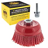 Dura-Gold 4" Abrasive Filament Nylon Bristle Cup Brush - Coarse Sanding Scuffing Brush, 5/8" 11 Thread, 1/4" Drill Arbor - Remove Rust, Corrosion, Paint - Surface Prepping for Truck Bed Liner Coatings