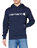 Carhartt Men's Force Delmont Signature Graphic Hooded Sweatshirt, Navy Heather, Large