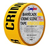 Sunnybess 3” Barricade Safety Tape “CAUTION/CRIME SCENE DO NOT ENTER” Yellow Warning Tape with Black Print