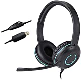 Cyber Acoustics Stereo USB Headset, in-line Controls for Volume & Mic Mute, Noise Cancelling Mic & Adjustable Mic Boom for PC & Mac, Perfect for Classroom, Home or Office (AC-5008A)