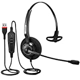 USB Headset with Microphone Noise Cancelling &Ultra-Soft Computer Headset for Laptop, PC, Skype, Zoom, Webinar, Call Center, Office