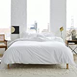 Brooklinen Luxe Starter Sheet Set for King Size Bed, Solid White - 3 Piece Set (1 Fitted Sheet + 2 Pillowcases)