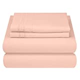 Mezzati Luxury Bed Sheet Set - Soft and Comfortable 1800 Prestige Collection - Brushed Microfiber Bedding (Peach, Queen Size)