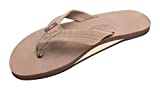 Rainbow Sandals Men's Premier Leather Single Layer Wide Strap with Arch, Dark Brown, Men's Large / 9.5-10.5 D(M) US