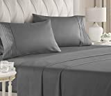 King Size Sheet Set - 4 Piece - Hotel Luxury Bed Sheets - Extra Soft - Deep Pockets - Easy Fit - Breathable & Cooling Sheets - Wrinkle Free - Comfy – Dark Grey Bed Sheets - Kings Sheets – 4 PC