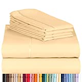 LuxClub 6 PC Sheet Set Bamboo Sheets Deep Pockets 18" Eco Friendly Wrinkle Free Sheets Machine Washable Hotel Bedding Silky Soft - Butter Queen
