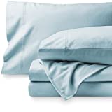 Bare Home Flannel Sheet Set 100% Cotton Twin Extra Long, Velvety Soft Heavyweight - Double Brushed Flannel - Deep Pocket (Twin XL, Light Blue)