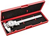 Starrett Dial Caliper with Adjustable Bezel and Fitted Case - White Face, 0-6" Range, -0.001" Accuracy.001" Graduations - 3202-6