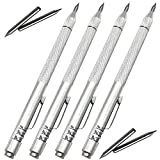 NEPAK 4 Pack Tungsten Carbide Scriber with Magnet,with Extra 4 Replacement Marking Tip,Etching Engraving Pen for Glass/Ceramics/Metal Sheet